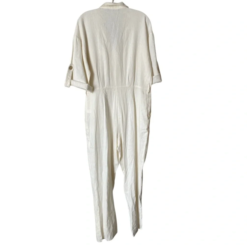 ZARA | Women’s Linen Blend Oyster White Jumpsuit Size M
